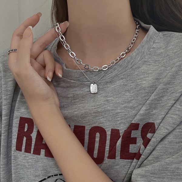 INS Style Titanium Stål Dobbeltlags Halskæde Hip Hop Herre- og Dame T-shirt Tilbehørskæde XL1526