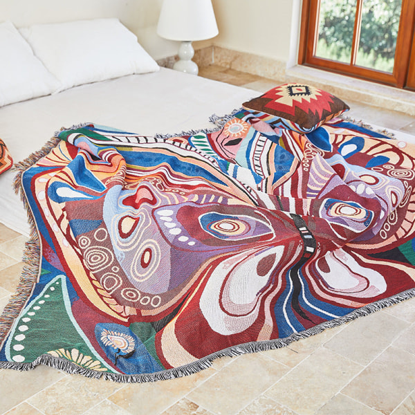Jacquard Tapestry Utomhus Picknickmatta Bohemisk Chenille Multifunktionell Dekorativ Sofföverdrag No. 4 color series 130x160