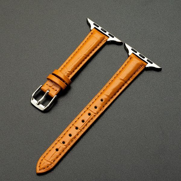 Klockarmband för Apple Watch iWatch 42/44/45/49mm - lager bambumönster 14 smal midja ljusbrun
