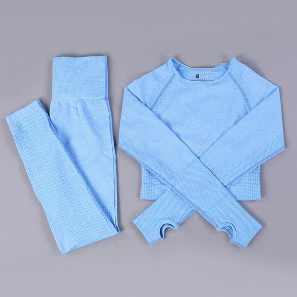 Joogasetti Naisille Kuntosali Fitness Joogavaatteet Urheiluvaatteet Treenileggingsit & Toppi Naisille blue L