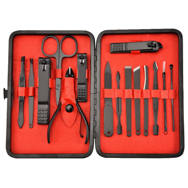 Manikyrset 18 Delar Nagel Skönhetsverktyg Set Nagelknipsare Nagelknipsare Nagelsax Set Square pliers 12-piece set