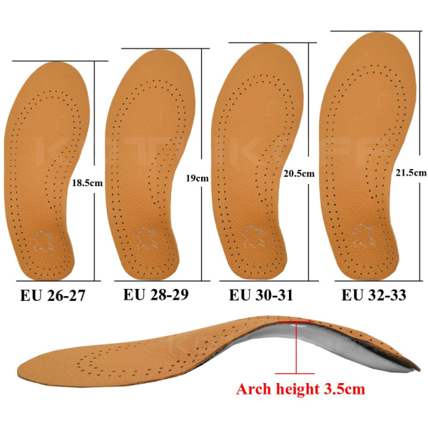 Nahkainen ortopedinen pohjallinen litteille jaloille, holvituelle, ortopedisiin kenkiin, pohjalliset jaloille miehille, naisille, lapsille, O/X-jalkojen korjaus as photo Plus size EU46