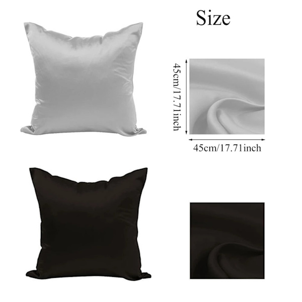 1 stk 45*45cm Sateng Putetrekk Komfortabel Firkantet Hjem Sofa Dekor Ensfarget Pynteputetrekk Sateng Putetrekk khaki