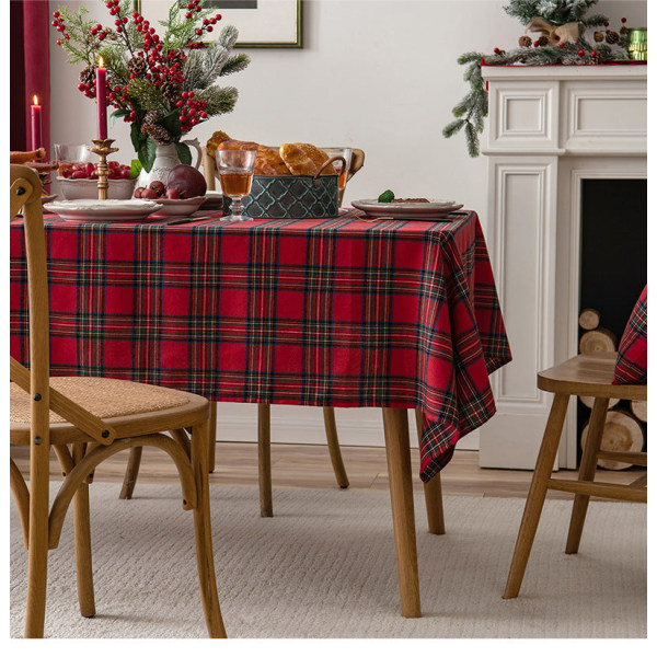 Julhelg Duk Röd Rutig Duk Vardagsrumsdekoration Te Duk Bordsmatta Rektangulär duk Large plaid red 140*220cm