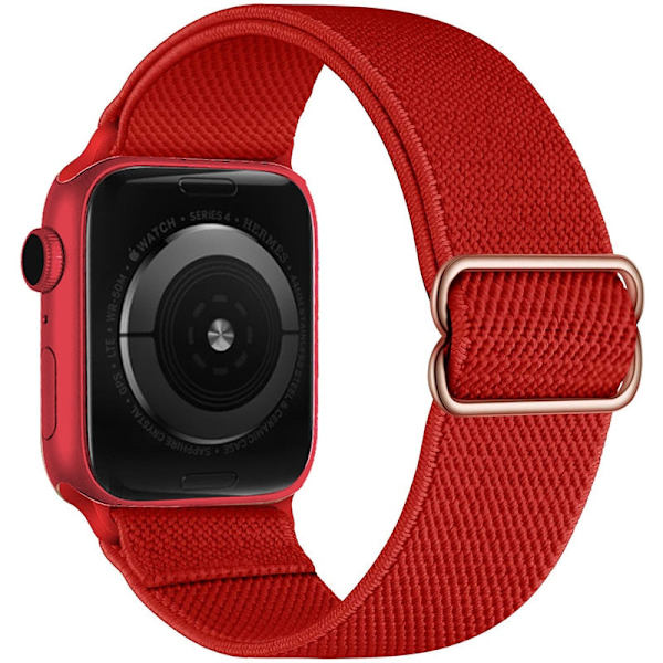 Elastinen Nylon Solo Loop -ranneke Apple Watch -rannekkeelle 44mm 40mm 38mm 42mm Säädettävä rannekoru iWatch Series 3 4 5 6 Se -rannekkeet Red 38mm or 40mm