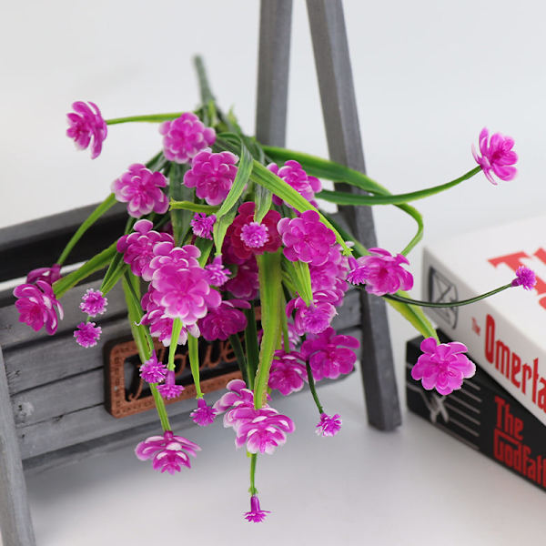Konstgjorda Blommor Simulation Bukett med Blommor Utomhusbuskar Obevattnade Växter Hängande Blomkrukor Hemfest Trädgård Veranda Fönster HQ-4-White