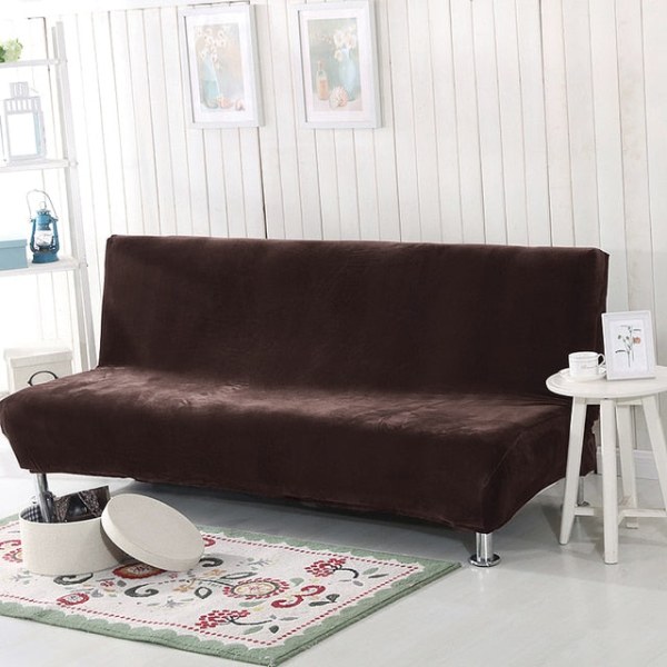 Universal Storlek Plysch Sofföverdrag Bäddsoffa Ärmlös Fällbar Sits Överdrag Stretch Överdrag Billigt Soffskydd Elastiskt Överdrag Dark Grey L Size