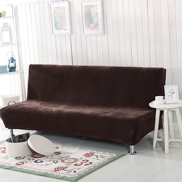 Universal Størrelse Plysj Sovesofa Trekk Armløs Sammenleggbar Sete Beskyttelsestrekk Stretch Billig Sofabeskyttelse Elastisk Trekk Red L Size