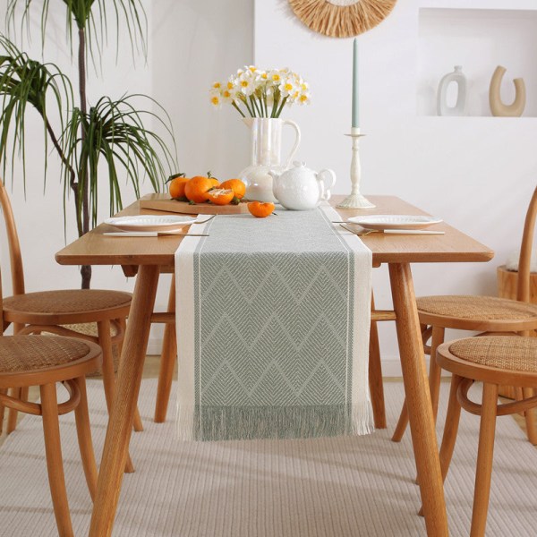 Håndlavet bordløber med kvaster, amerikansk jacquard bordløber, dug, kommodedækkeserviet, dekorativ støvtæt dug Square spinning 33*220