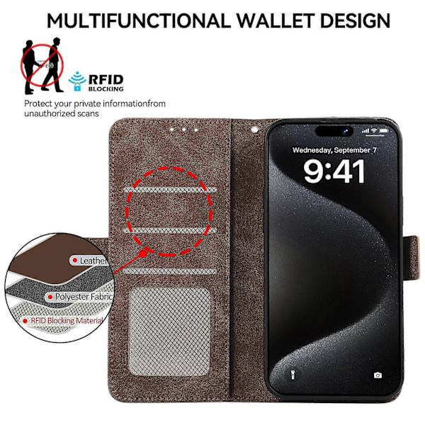 ABEEL Frostat Magnetiskt RFID Läder Telefonfodral Brown For Motorola Edge 60 Fusion