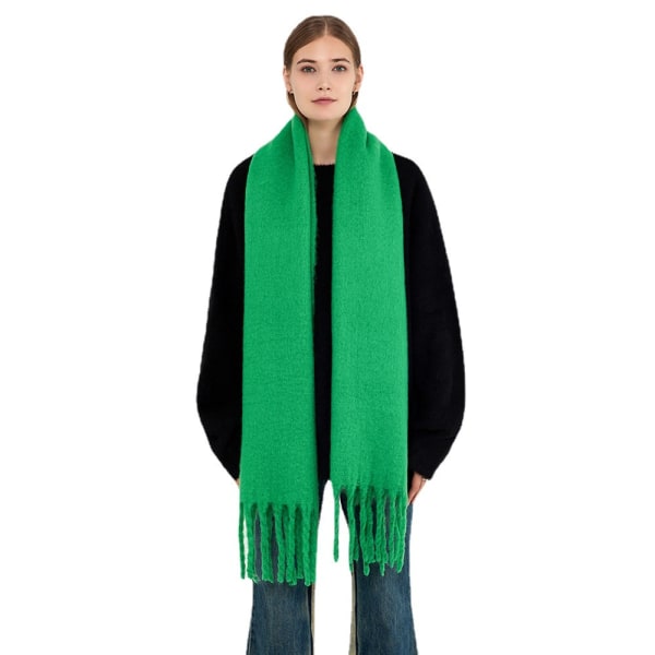 Tjockt Skägg Mohair Konstgjord Kashmir Halsduk Dam Höst och Vinter Tjock Varm Atmosfär Sjal Halsduk grass green 195*43cm