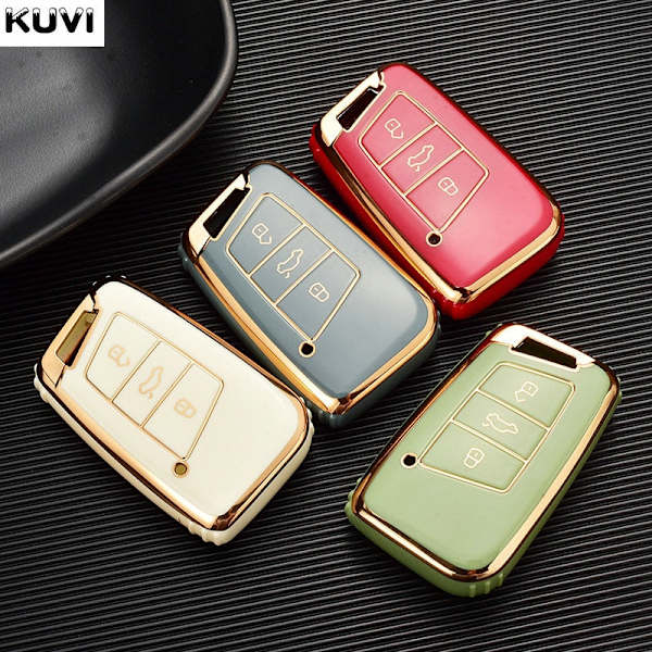 Nyt TPU Bilnøgle Etui Cover Taske Til Passat B8 Magotan Til Skoda Superb A7 Kodiaq Seat Skal Fob White