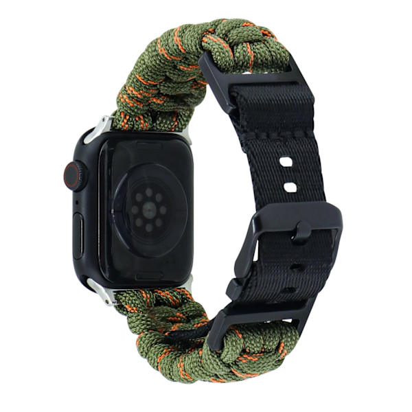 Kellon ranneke Apple Watch iWatch 40/41/42mm rannekkeelle, armeijanvihreä oranssi naamiointi