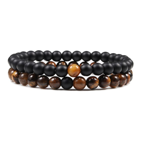 Avståndsarmband för par med pärlor Klassiska Svarta Matta Gröna Malakitarmband Lämpliga Kvinnor Män Yoga Elastiska Smycken White Red A