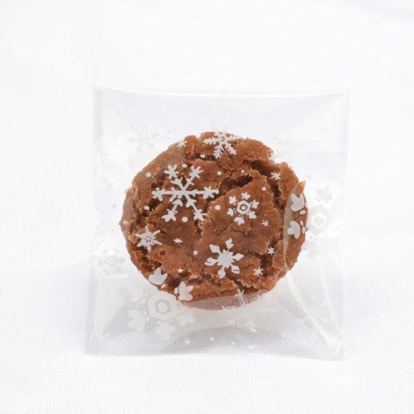 50 stk. Snefnug Jule Plastik Slik Cookie Kiks Snack Emballage Pose Selvklæbende Gaveposer til Hjem Bryllup Fødselsdagsfest 10x10cm