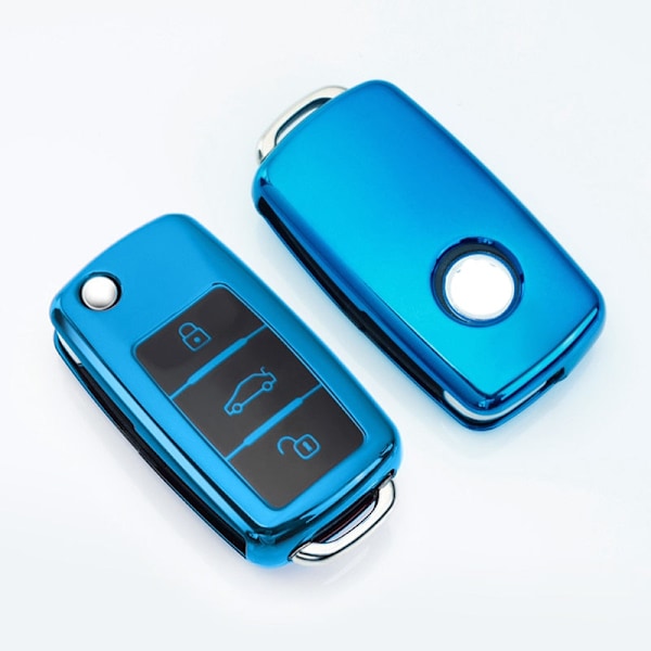 Auto TPU Bilnyckelfodral för Polo Tiguan Passat B5 B6 B7 Golf 4 5 6 MK6 Jetta Lavida för Skoda Octavia blue