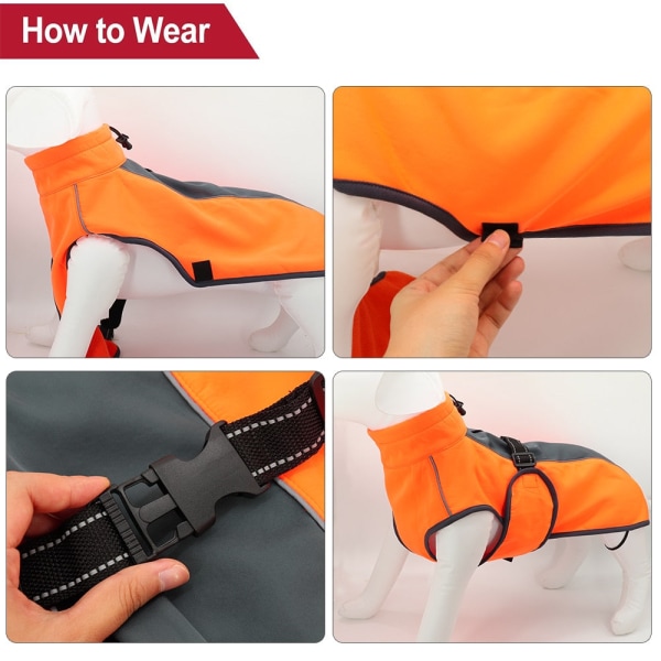 Vattentät utomhusjacka för hundar med reflex, husdjurskläder, hundkläder, väst, varma vinterkläder för stora hundar Labrador Orange XL