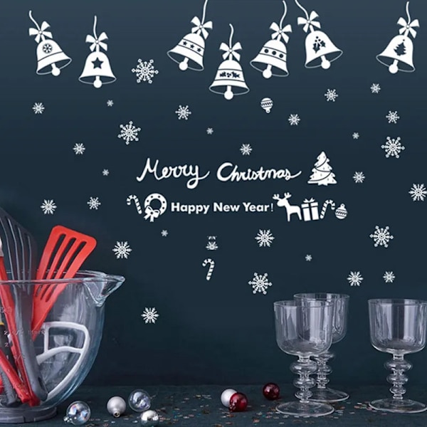 Jul Glasdekaler Heminredning Ornament Jul Snöflinga Jultomte Dörr Butiksfönster Dekal Nyår Juldekoration 3