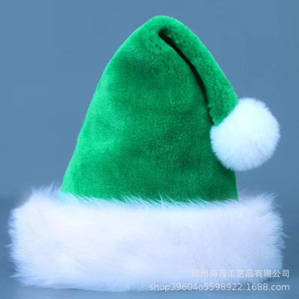 Juldekorationer Röd Blå Grön Svart Plusstorlek Tjock Plysch för Vuxna och Barn Long fur hat brim red adult style