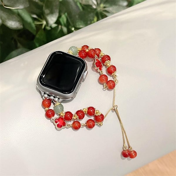 Klockarmband för Apple Watch iWatch 40mm 4~6:e generationen/SE justerbar teleskopisk - röd kattögonagat