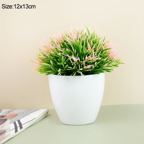 Kunstige planter i potte Grønn Bonsai Lite tre Gressplanter Potte Ornament Falske blomster for hjem hage dekorasjon Bryllupsfest Q