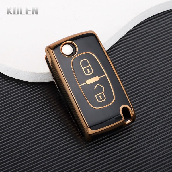 TPU Car Remote Key Case Cover Shell För Peugeot 107 207 307 308 407 607 3008 5008 För Citroen Xsara Picasso C5 C6 C8 Keyless 2 Button Black