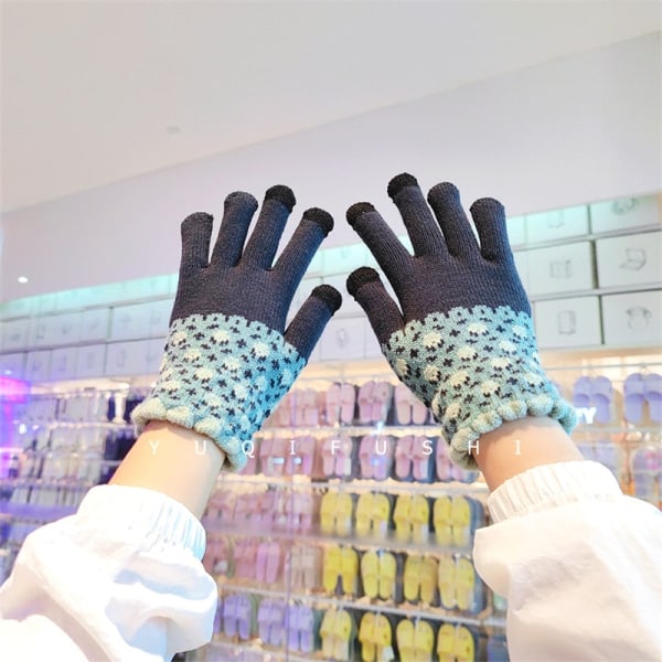 2023 Vinterhandskar för damer, mode, helfinger, kashmirstickade handskar, fleecefodrade, varma, tjocka, pekskärm, cykelhandskar Pink One Size