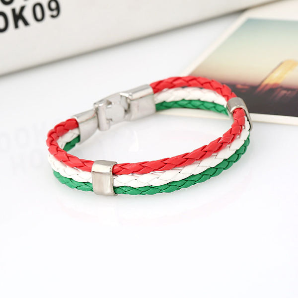 Ornament Vævet Flag Flag Farve Læderarmbånd Pu Imitation Armbånd VM Landearmbånd Netherlands