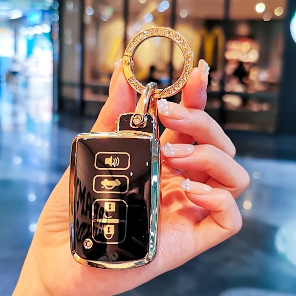 4 Knappar Bilnyckelfodral Skydd För Toyota Camry Corolla RAV4 Highlander Avalon 2015 - 2017 Smart Kontroll Skydd Skal Hållare grey keyring