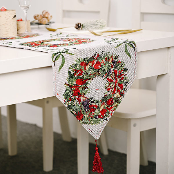 Nye Juledekorasjonsartikler Strikket Stoff Bordløper Kreativ Juleduk Spiseborddekorasjon Hjemmepynt Knitted cloth table runner elk style