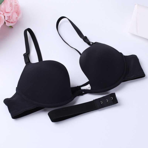 Push Up Bralette Topp BH Undertøy Dame Dyp U Ultra Lav Ryggløs Bryst Multi-bruk Brudekjole Åpen Rygg Enkel BH Black 75B