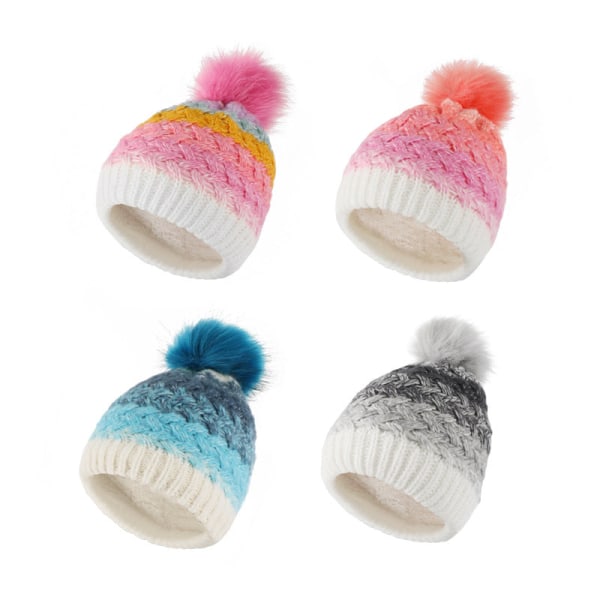 Hue Piger Udendørs Vinter Farvegradient plus Fluffy Bolde Hue Drenge Ærmehue Pastel Average size