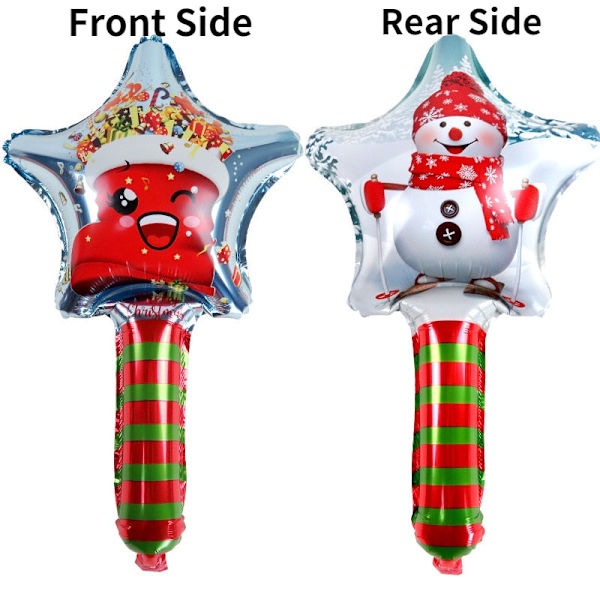 61 cm Jul Uppblåsbar Pinne Käpp Godis Älghuvud Pepparkaksgubbe Snögubbe Håller Ballong Party Dekoration Flicka Ballong Deer head