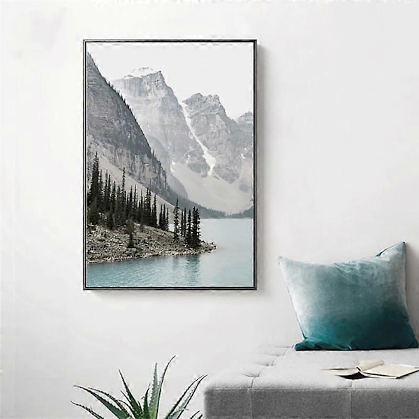 Vuoristojärvimaisema Kangasmaalaus Olohuoneen Seinätaide Kuva Juliste Sisustus JIKAIX 40x50cm A 40x50cm A