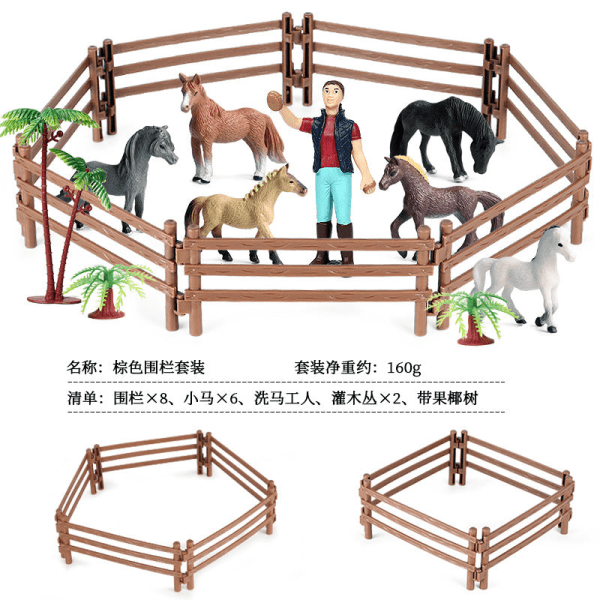 Mikro Landskab Scene Dekoration Hestegård Legetøj Kvægskur Bondegårdsdyr Model Legetøj Simulation Hegn Tilbehør Dyr Sandbord Legetøj DML fence animal scene set