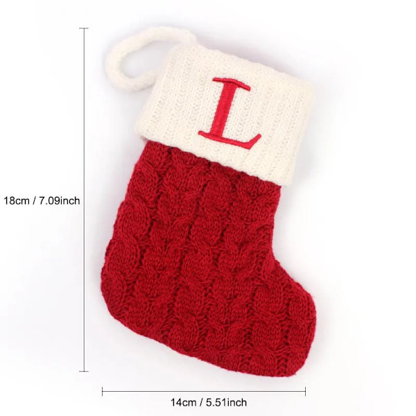 Hängbar Röd stickad Julstrumpa Snöflinga Bokstav Julstrumpa Julgranshängande Ornament 2024 Navidad Natal Xams L