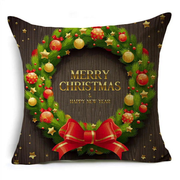 Merry Xmas Prydnadskuddar Överdrag 40/45/50cm Julgran Snögubbe Ornament Bollar Kuddfodral för Soffa Vardagsrum Heminredning 40cm x 40cm 01