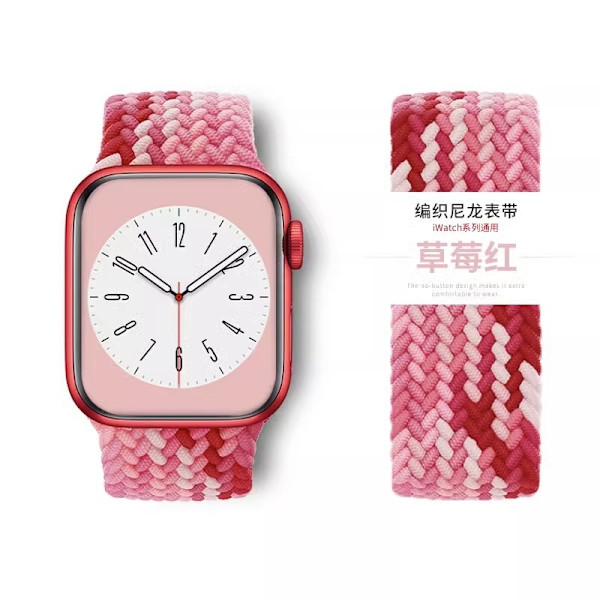 Klockarmband för Apple Watch iWatch 38/40/41mm Storlek M jordgubbsröd