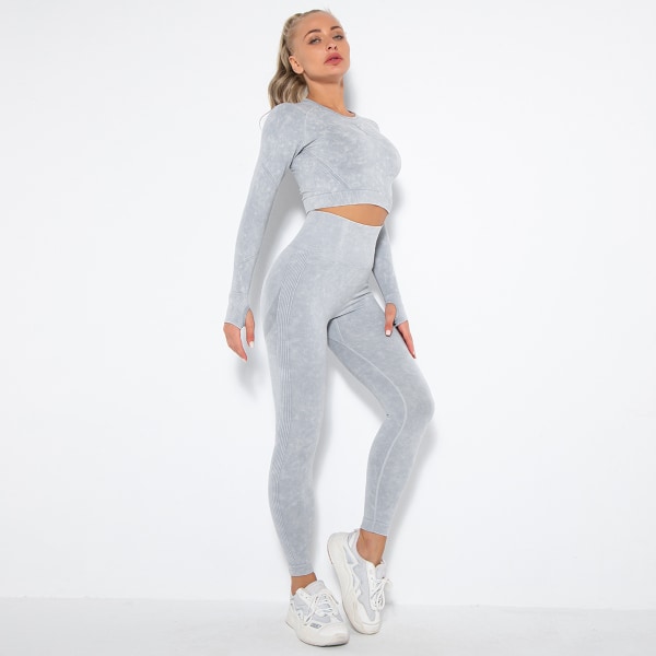 Yoga Sæt Dame Sports Løb Træning Langærmet Sæt Hofte Yoga Bukser Black L