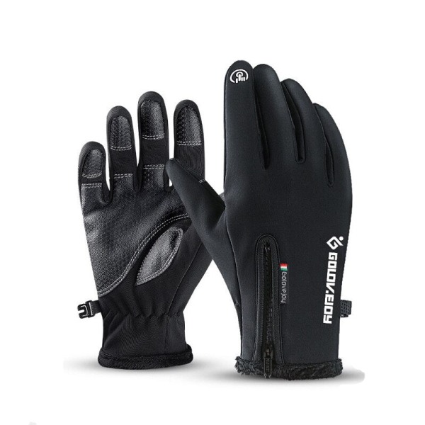 Vinterhandskar Herr Touchscreen Halkfria Unisex Vattentäta Vindtäta Varma Cykelhandskar Mode Dragkedja Sporthandskar Style5-Black L