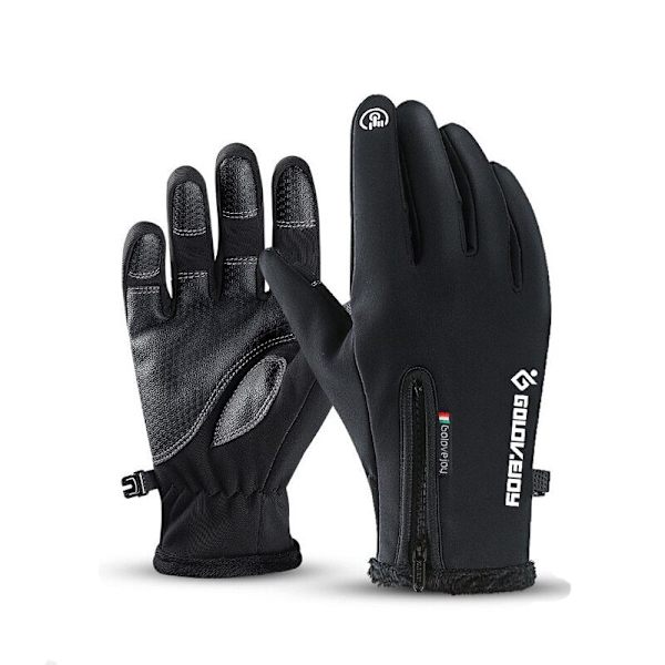 Vinterhandskar Herr Touchscreen Halkfria Unisex Vattentäta Vindtäta Varma Cykelhandskar Mode Dragkedja Sporthandskar Style5-Black M