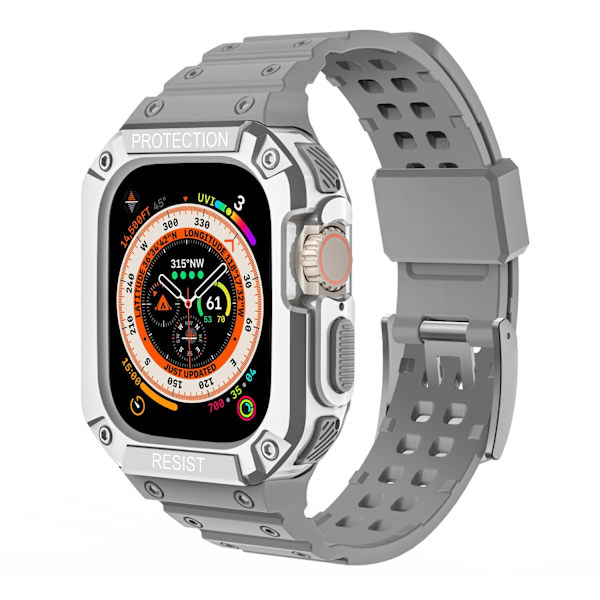 Urrem til Apple Watch iWatch 42/44/45MM Månelys Grå + Sølvramme