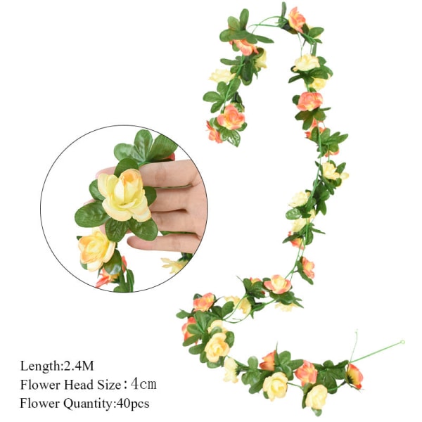 2,3 m Blomstergirlander Kunstig Blomstersnor med Blader Silke Sakura Kirsebærblomst Eføyranke For Hjem Hage Bryllupsbue Dekor F03 peach vine