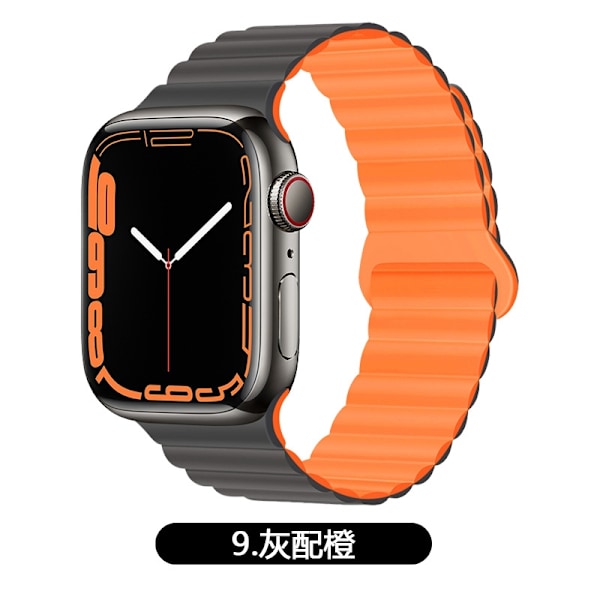 Klockarmband för Apple Watch iWatch för 1-9 generationerna 38/40/41mm 9 grå med orange