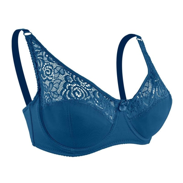 Queenral Sexet BH Blonde Justerbar BH Med Stålringe Samlende Topstøtte Åndbar Stor Størrelse Dame Undertøj Blue 36/80D