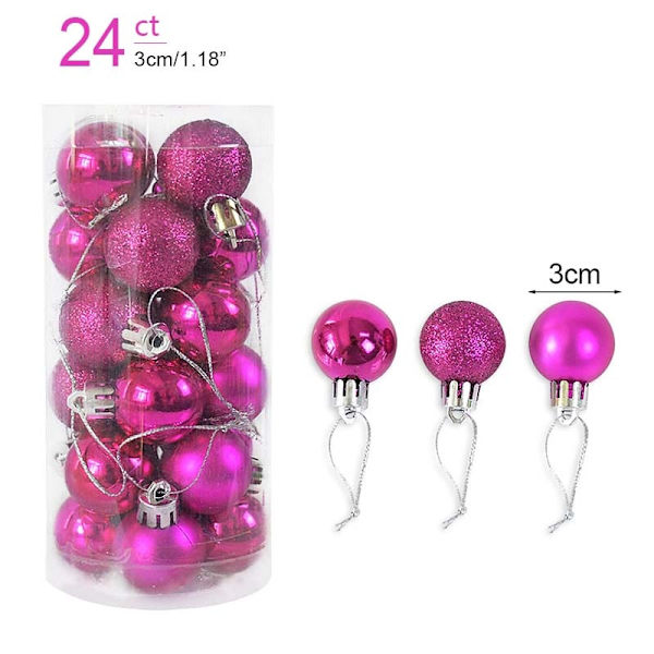 1 eske Julekuler Juletrepynt Julekule Xmas Hengende Treanheng Hjemmefestdekor 2023 Nyttårsgave Noel Navidad 24pcs rose red as picture