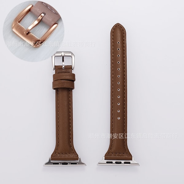 Klockarmband för Apple Watch iWatch Gränssnitt 42/44/45/49mm Brun PG Smal Midja - Roséguldfärgat Spänne