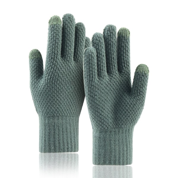 Pekskärm Tjockstickade Vinterhandskar Herr Imitation Kashmir Två Lager Vardagliga Vuxenhandskar Herrvante Tjockare Ull Kashmir Höst Gray One Size