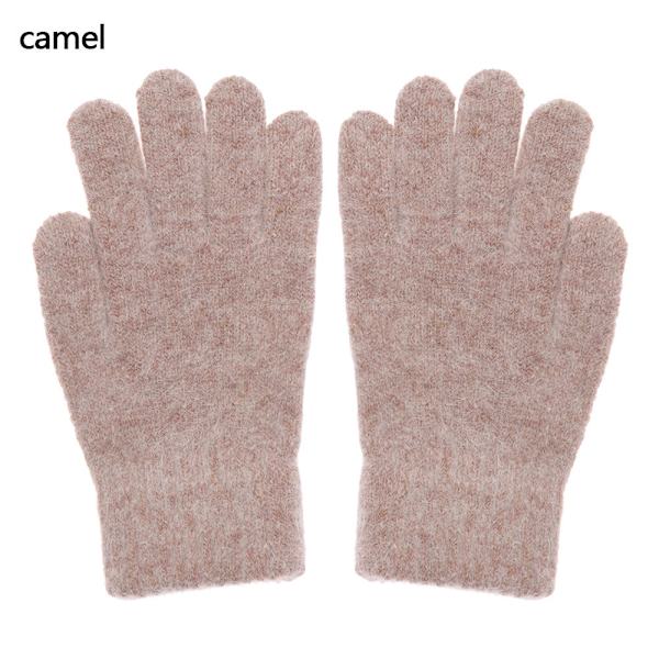 2023 Elastiska Fullfingerhandskar Varma Tjocka Cykelkörningsmode Dam Herr Vinter Varma Stickade Yllehandskar Utomhus Camel One Size