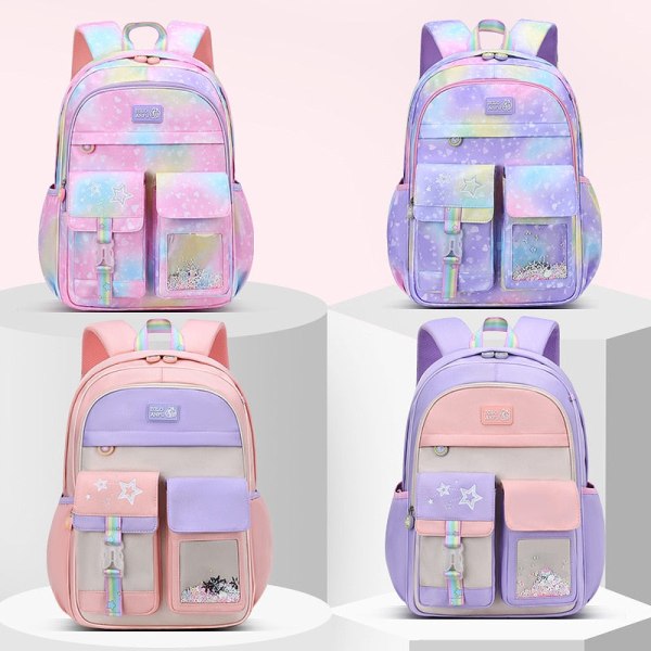 Lasten koululaukut tytöille Lasten reppu Peruskoulu Ortopediset koulureput Prinsessa reppu Koululaukku reppu Sac Mochila L purple orange